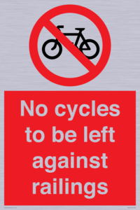 No cycles to be left against railings